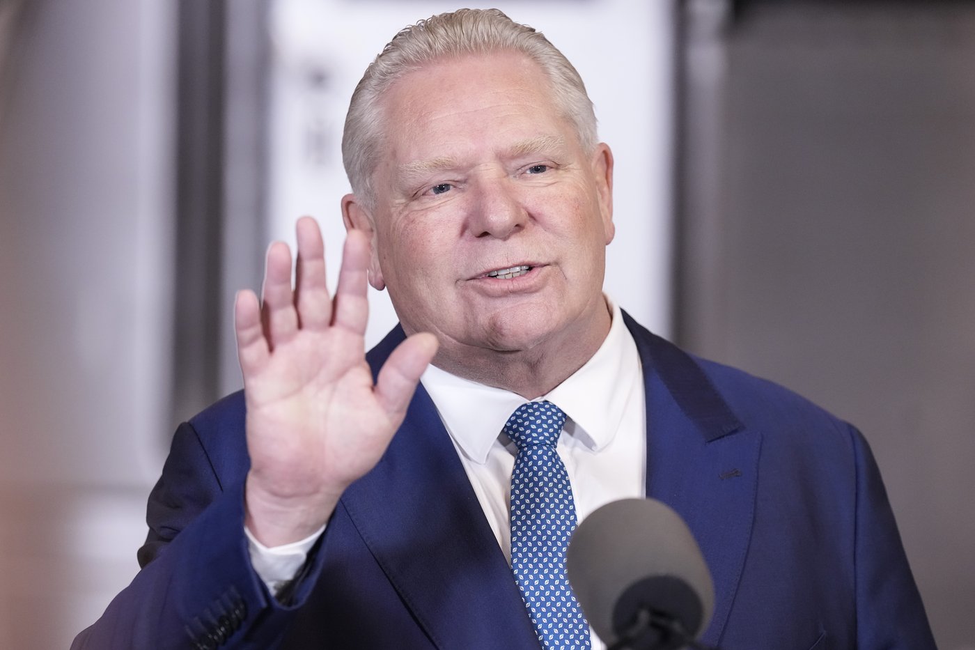Ontario Premier Doug Ford attends a media availability at the TTC Davisville subway yard in Toronto on Wednesday, Feb. 18, 2026. THE CANADIAN PRESS/Chris Young