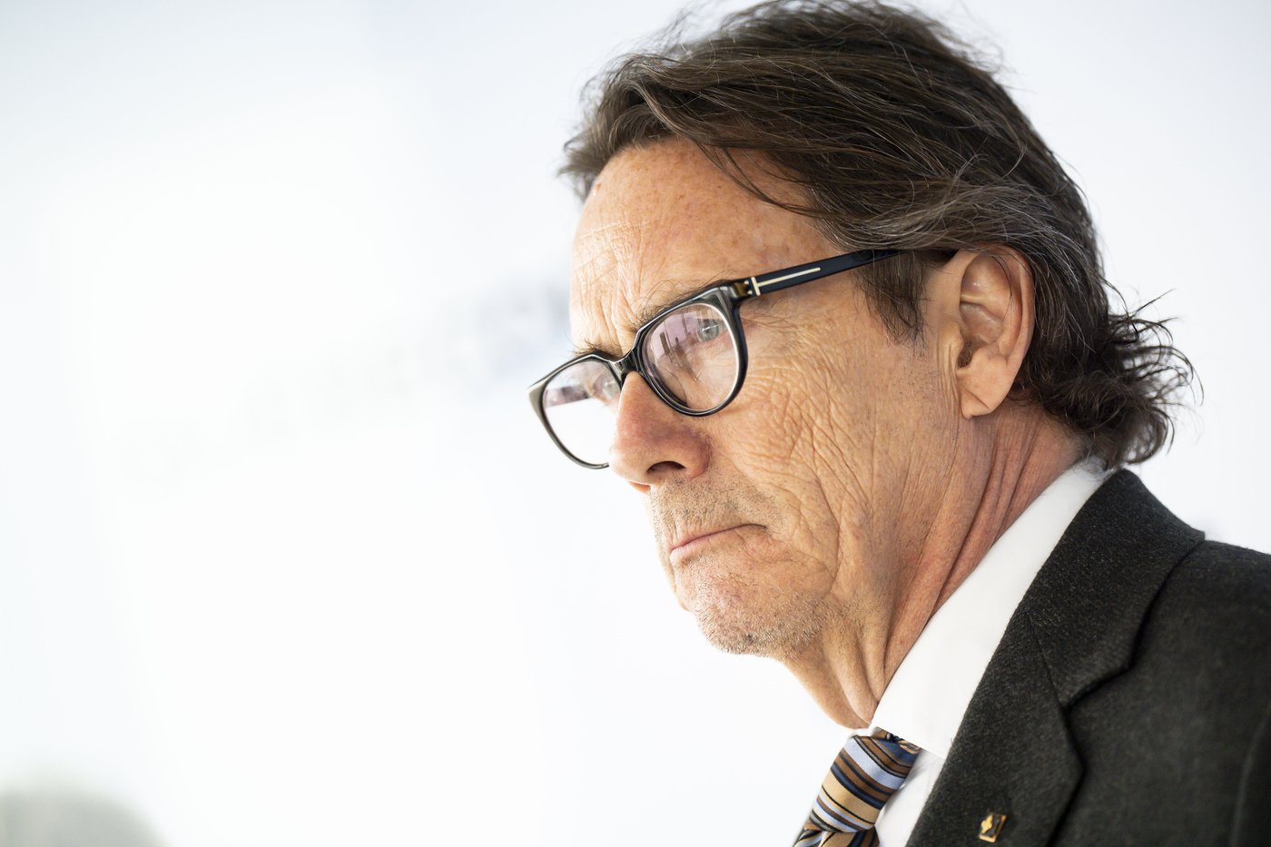 Quebecor CEO Pierre Karl Péladeau speaks to media following the company's annual general meeting in Montreal on Thursday, May 8, 2025. THE CANADIAN PRESS/Christopher Katsarov