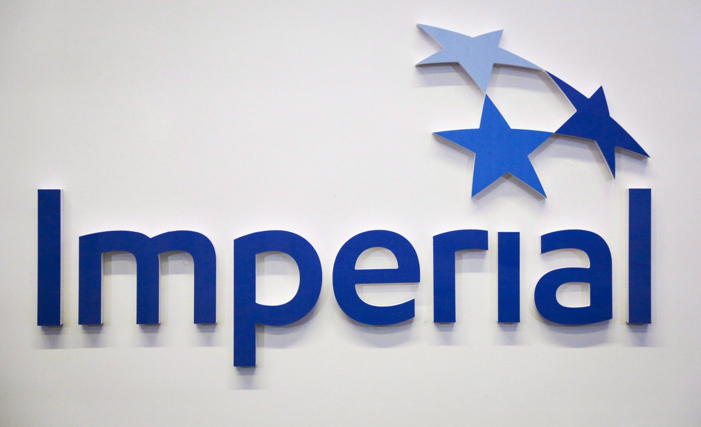 Imperial Oil Ltd. logo at the company's annual meeting in Calgary on April 28, 2017. THE CANADIAN PRESS/Jeff McIntosh