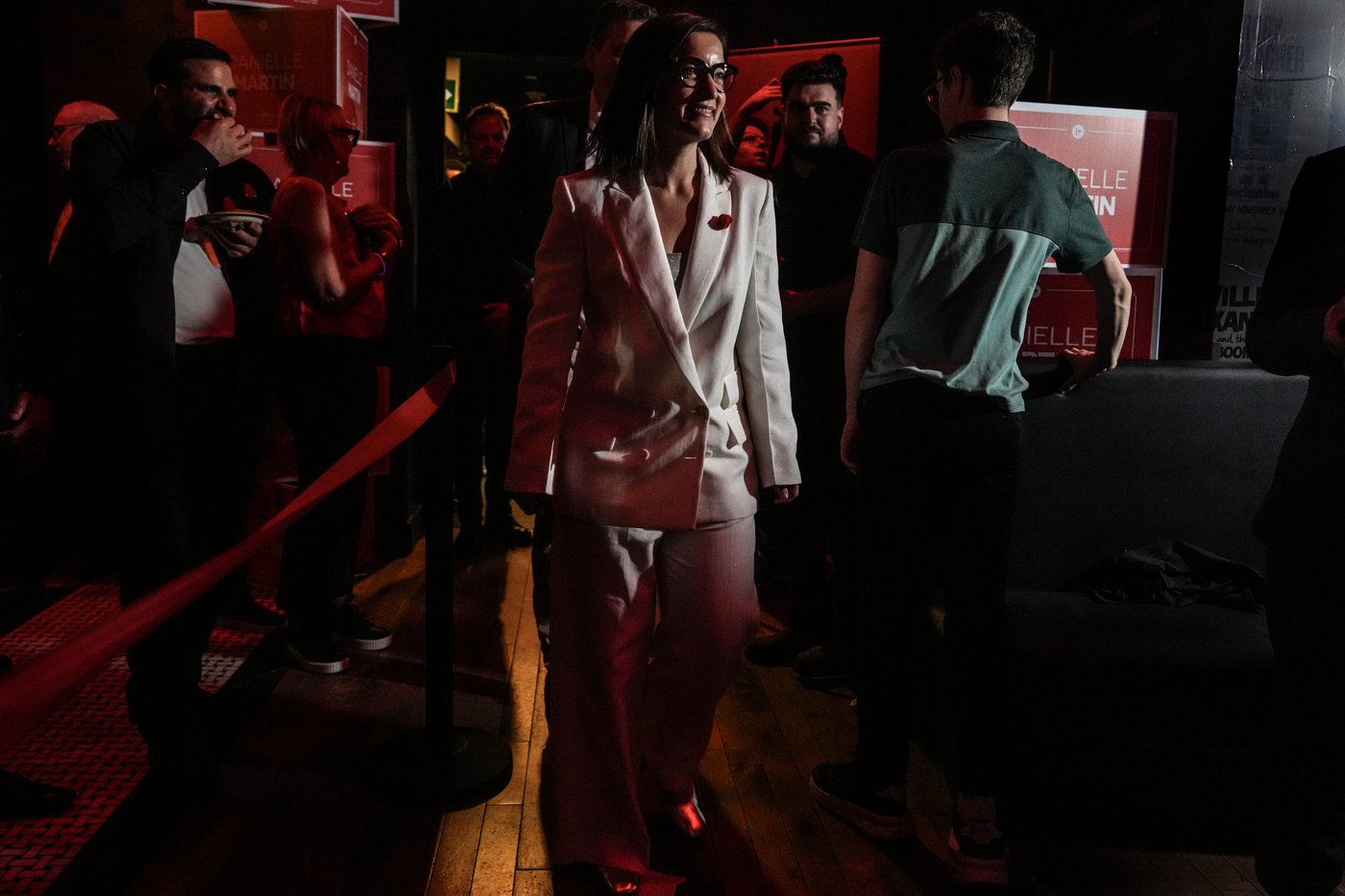 The Liberal party's Danielle Martin greets supporters after winning the University—Rosedale byelection in Toronto on Monday, April 13, 2026. THE CANADIAN PRESS/Chris Young