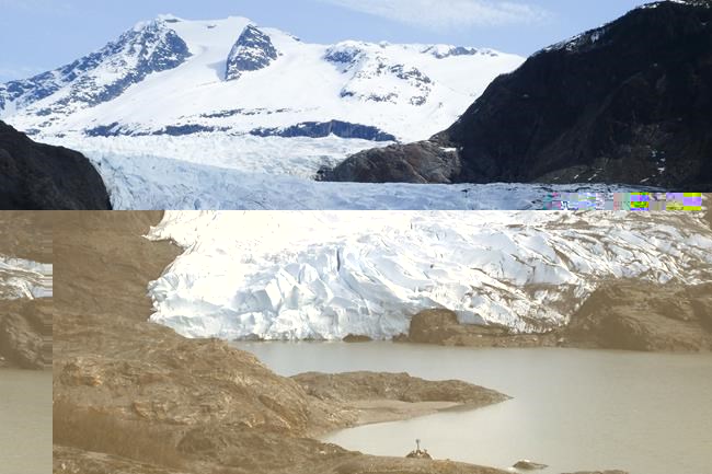 FILE - The face of the Mendenhall Glacier on Sunday, April 21, 2024, in Juneau, Alaska. Voters in Alaska's capital city could decide in October whether to ban large cruise ships on Saturdays starting next year. Supporters of the proposal say it would give residents a reprieve from the crush of tourists drawn to attractions like Juneau's fast-retreating Mendenhall Glacier, but opponents say it would hurt local businesses and invite lawsuits. (AP Photo/Becky Bohrer, File)
