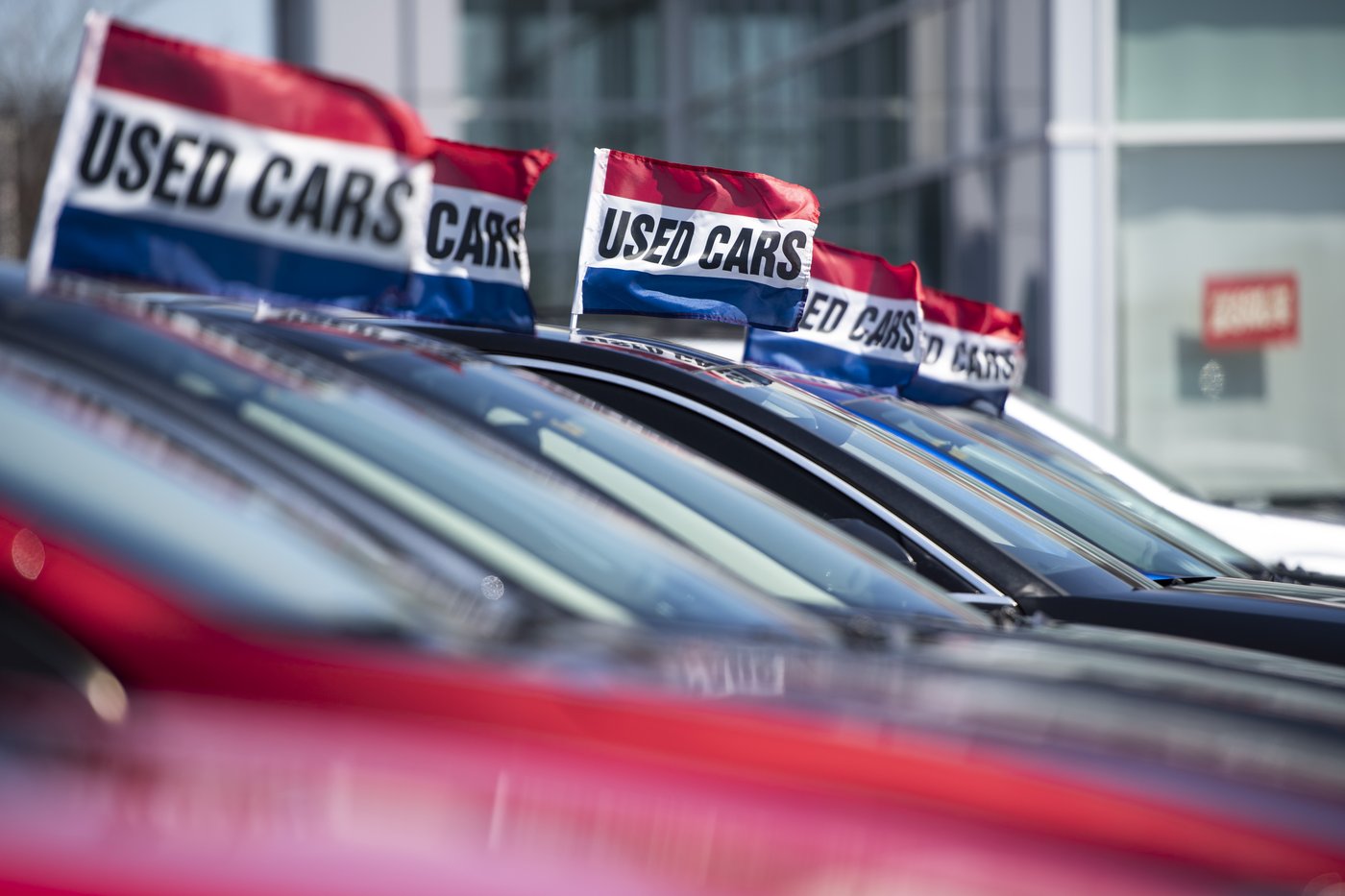 Used vehicles for sale are seen at an auto mall in Ottawa, on Monday, April 26, 2021. THE CANADIAN PRESS/Justin Tang
