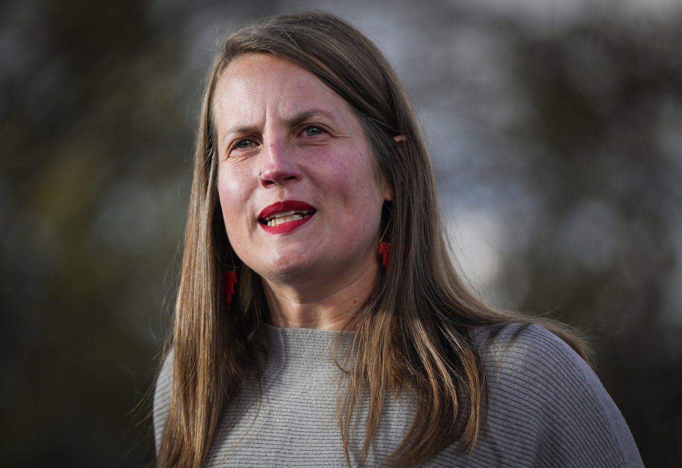 B.C. Housing Minister Christine Boyle, then an election candidate, speaks during a campaign stop in Vancouver, Thursday, Oct. 17, 2024. THE CANADIAN PRESS/Darryl Dyck