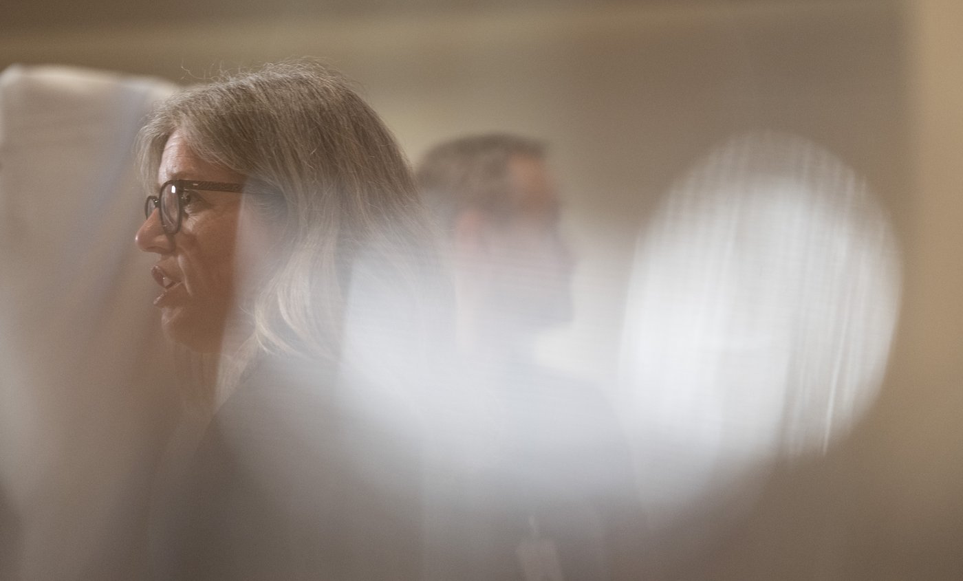 New Brunswick Premier Susan Holt speaks with reporters in Mumbai, India, Friday, Feb. 27, 2026. THE CANADIAN PRESS/Adrian Wyld
