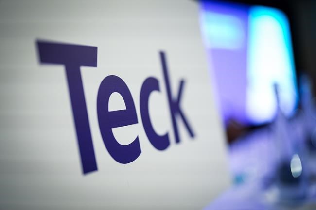 The Teck Resources logo is seen on a podium before the company's special meeting of shareholders, in Vancouver, B.C., on April 26, 2023. The company reported a $748-million loss from continuing operations attributable to shareholders in its latest quarter as it took a one-time asset impairment charge related to its Trail operations.THE CANADIAN PRESS/Darryl Dyck