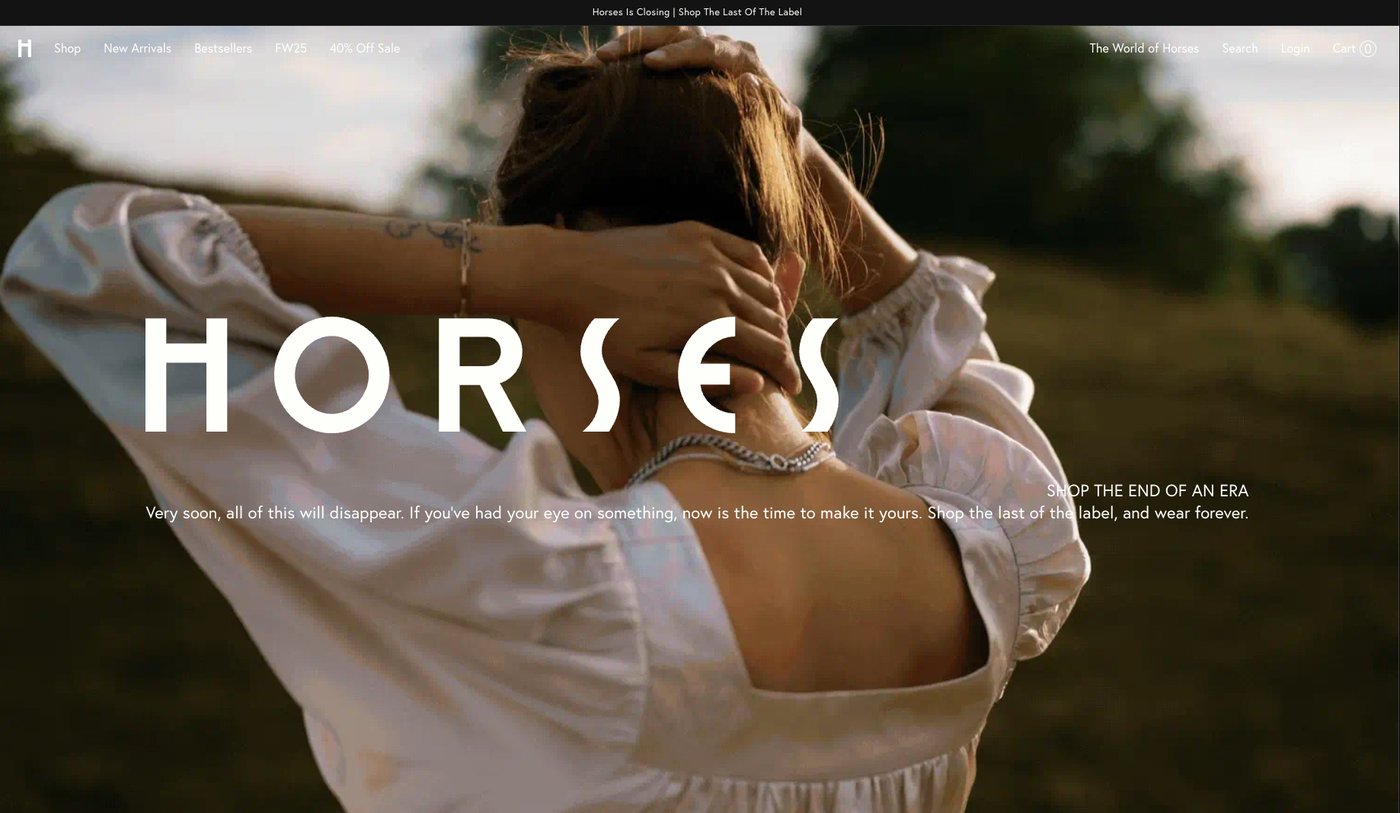The website of Canadian clothing brand Horses Atelier is shown in this handout image. THE CANADIAN PRESS/Handout - Horses Atelier (Mandatory credit)