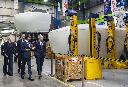 CAE Inc. chief executive Matthew Bromberg, left, and Prime Minister Mark Carney tour company facilities in Montreal on Tuesday, Feb. 17, 2026. THE CANADIAN PRESS/Christinne Muschi