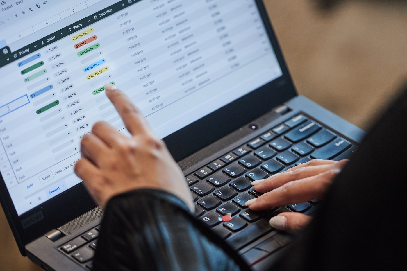 A person works on a spreadsheet in a photo illustration made in Toronto, on Monday, Sept. 22, 2025. THE CANADIAN PRESS/Sammy Kogan