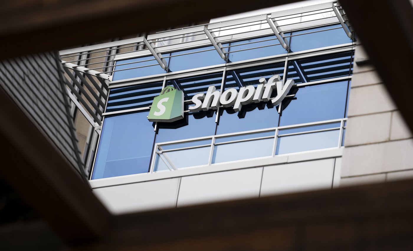 Shopify Inc. headquarters signage in Ottawa on Tuesday, May 3, 2022. THE CANADIAN PRESS/Sean Kilpatrick