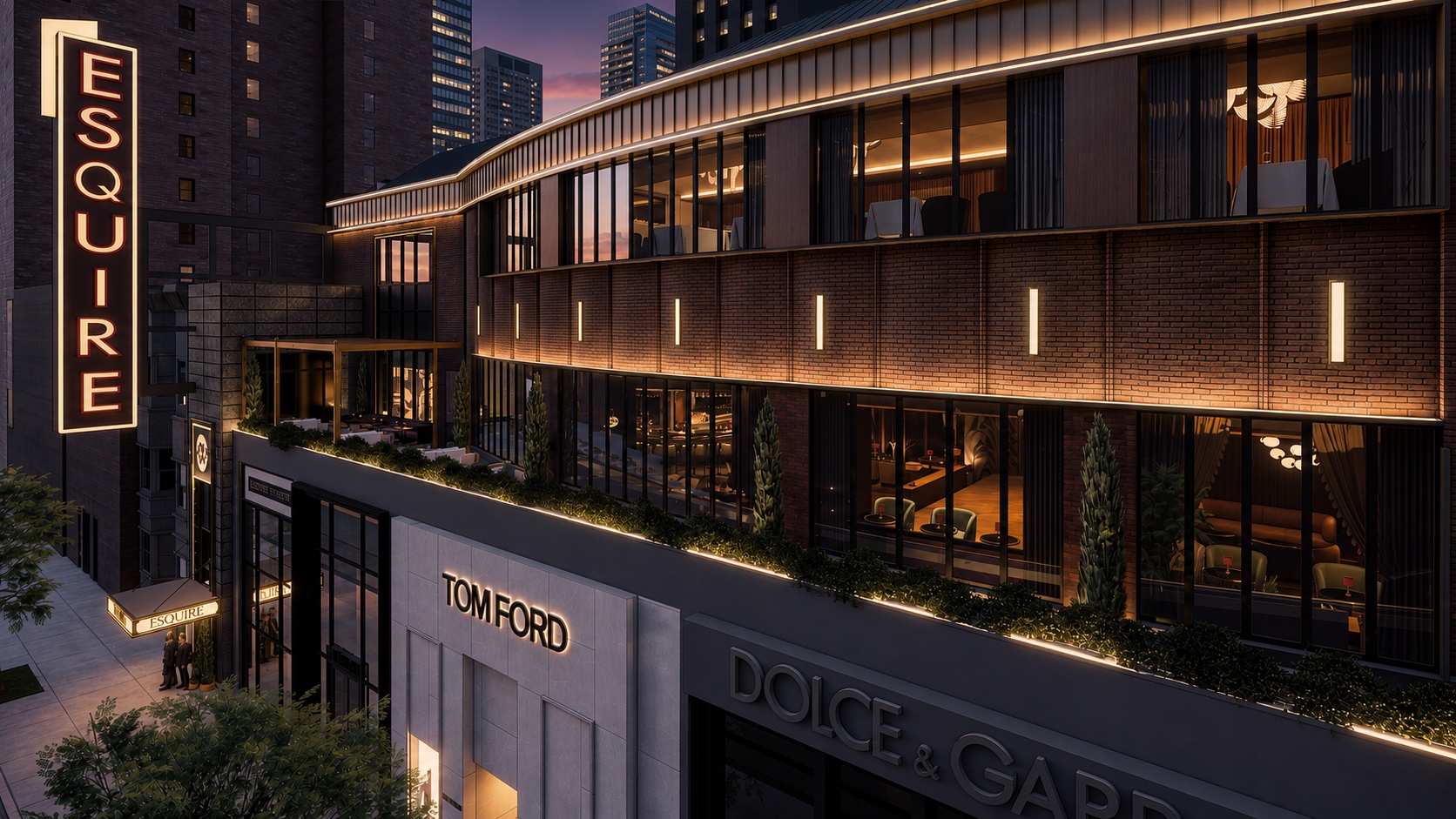 Exterior rendering of Esquire at 58 East Oak Street in Chicago. Rendering courtesy of MStreet Collective & Synergy Consulting.