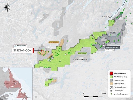 244991 ebaabc279448faea 002 Azincourt Energy Completes Data Acquisition and Compilation at the Prospective Snegamook Uranium Project
