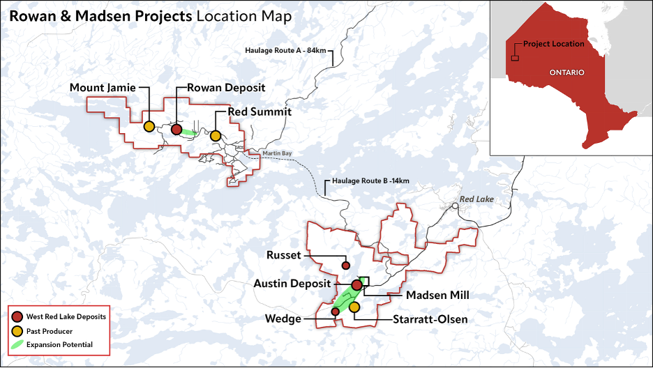 location map 1 West Red Lake Gold Hits New High-Grade Gold Lens in Lower Main Austin with 139.45 g/t Au over 7.8m, 74.70 g/t Au over 8.7m and 18.31 g/t Au over 7.5m