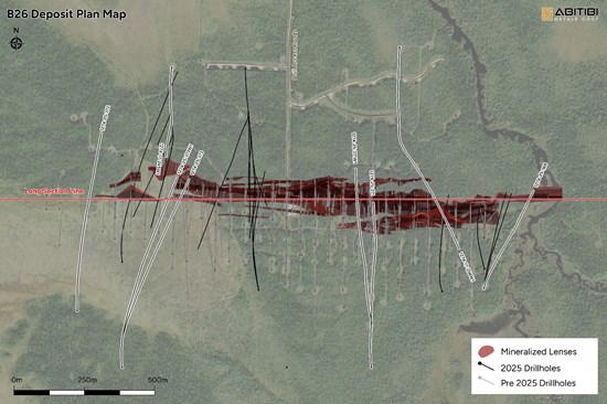 272535 f64b8d8dc4f82b70 001 Abitibi Metals 150m Step-Out Extends B26 Western Copper-Gold Zone With 8.16% CuEq Over 3.2m Within 11.0m at 3.93% CuEq, Highlighting Significant Expansion Potential