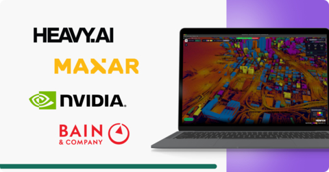 HEAVY.AI teams with Bain, Maxar, and NVIDIA to provide communication service providers and telco planners with a new, cutting-edge network digital twin to access accurate and detailed information on a global scale. (Graphic: Business Wire)