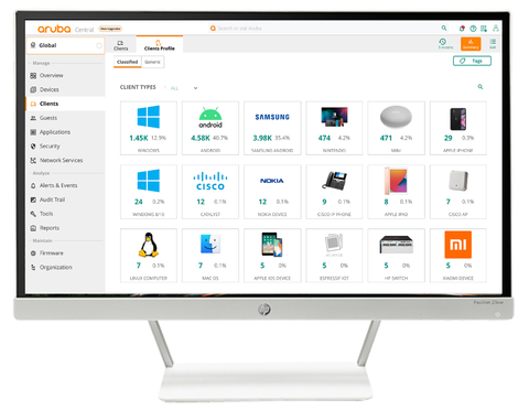 New AI-based insights leverage the largest integrated network data lake to enhance visibility, operations, and the user experience – all from a unified, cloud-based management solution. (Source: Aruba, a Hewlett Packard Enterprise company)