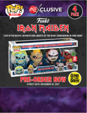 Funko® Funko Pop! Rocks: Iron Maiden – Eddie Glow in the Dark 4pk (Graphic: Business Wire)