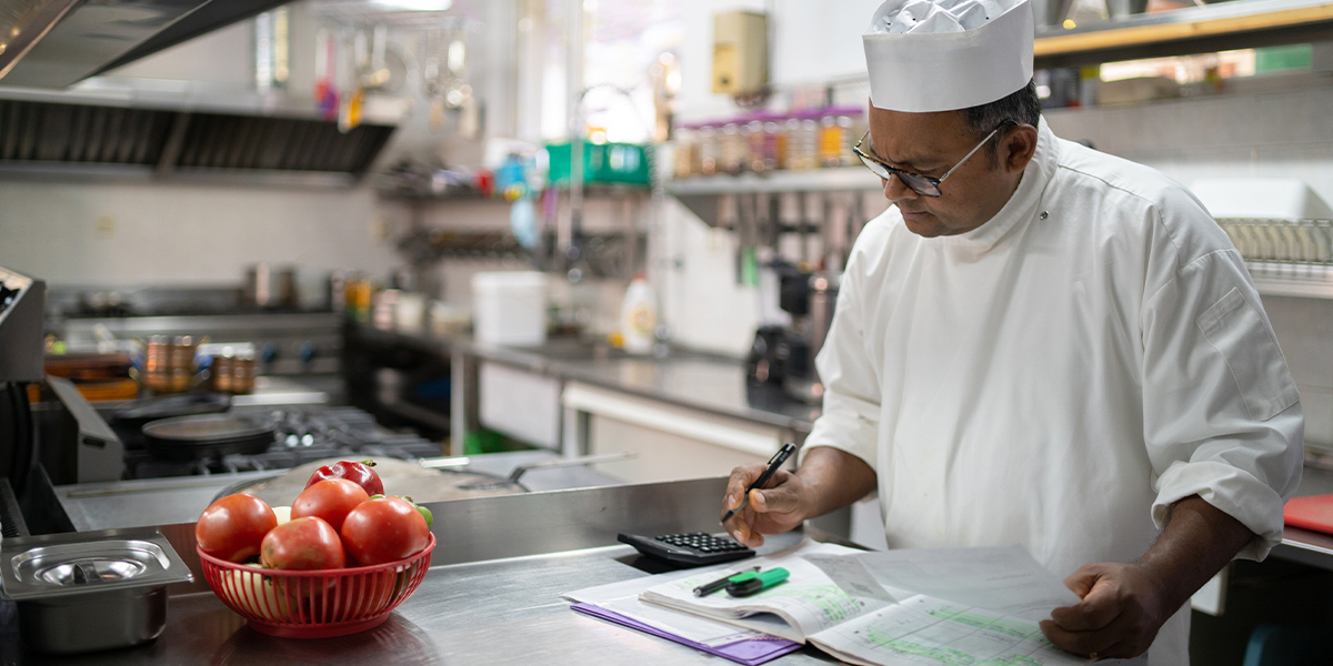 chef works in a kitchen