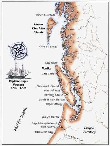 The northwestern coasts of what is now the United States and Canada.
