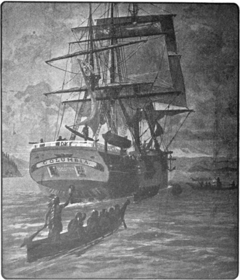 An artist's sketch of ship Columbia Rediviva on the Columbia River. (Artist unknown/Public Domain)