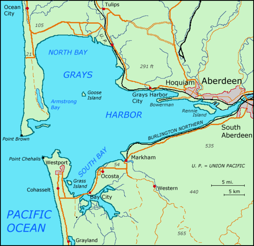 A map of Gray's Harbor today. (Image: Wikipedia Commons)