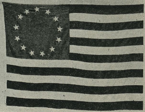 The American flag that circumnavigated the globe with Captain Gray on the Columbia. (Photo: Oregon: Her History, Her Great Men, Her Literature, by John B. Horner, first copyright 1919)