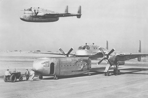 Since two XC-120 aircraft are shown, this image is presumably a composite. (Photo: U.S. Air Force Aeronautic Systems Center History Office)