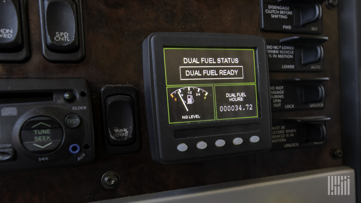Dashboard display showing status of American Power Group's dual fuel system.