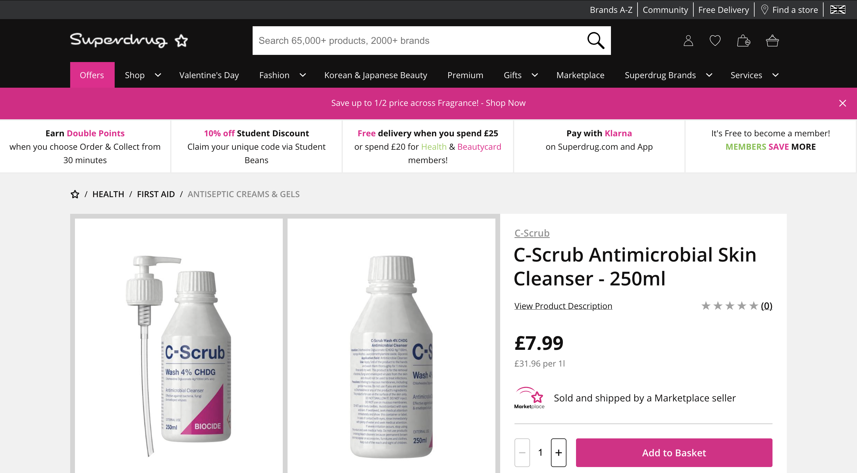 C-Scrub Listed on Superdrug.com
