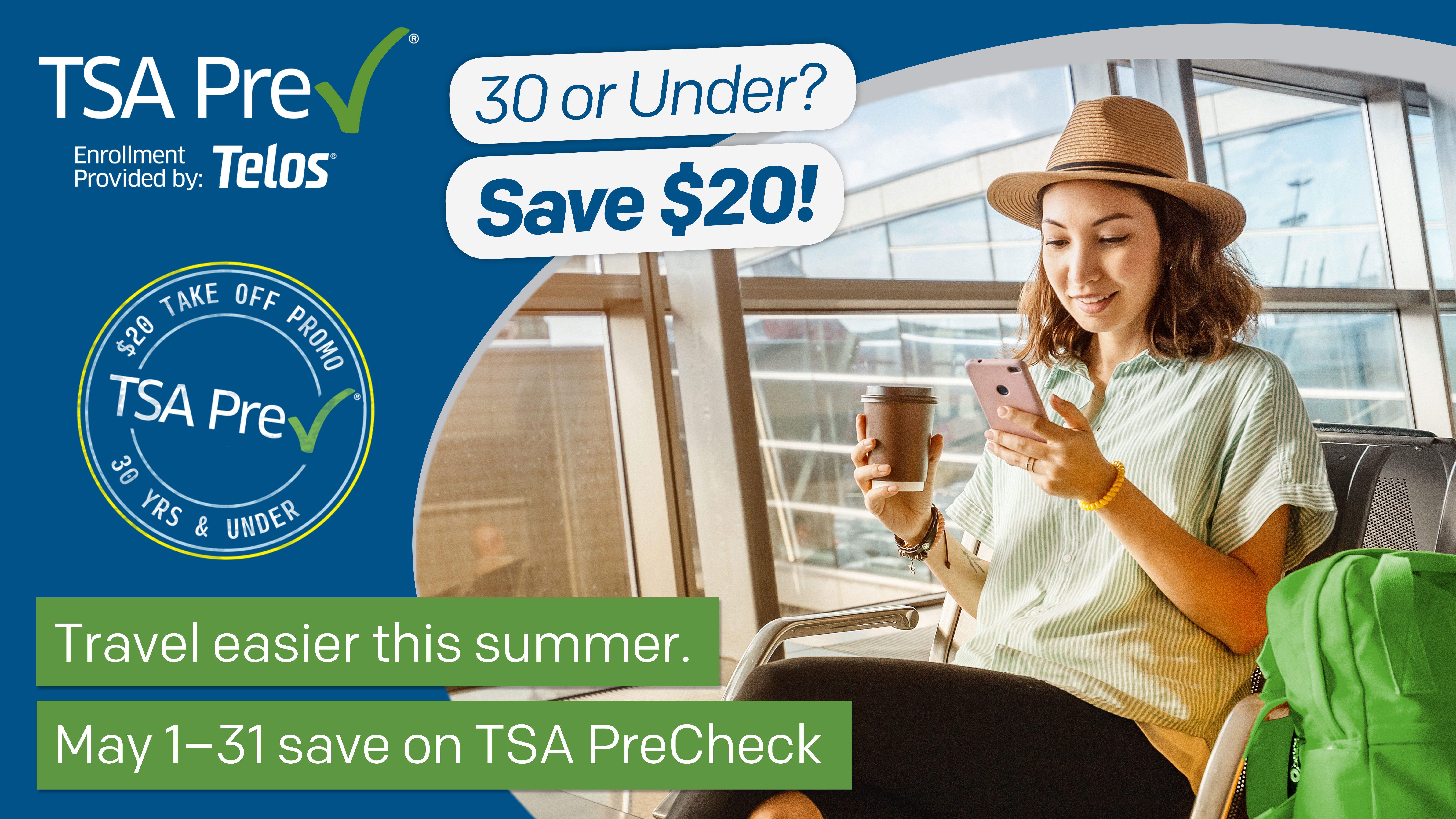 TSA PreCheck $20 Take Off Promo Graphic May 2026