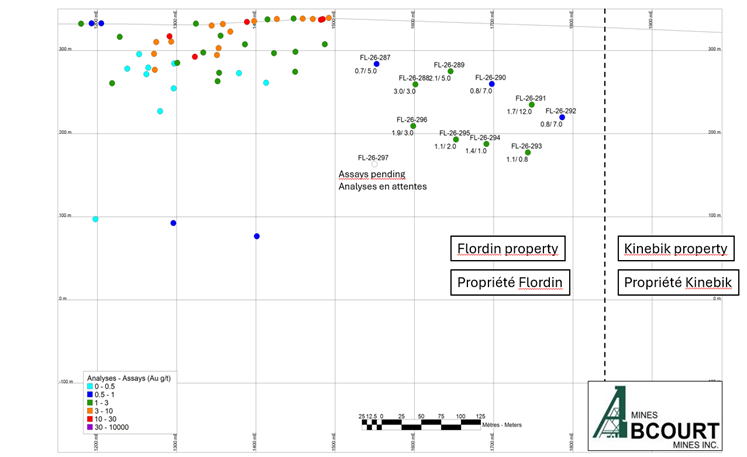 Longitudinal section view of the East Sector (Cartwright) drilling