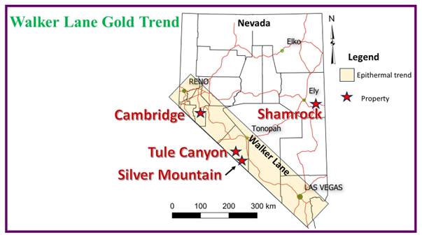 Figure 1: Project Locations in Nevada