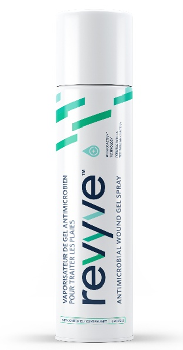 Health Canada approved revyve Antimicrobial Wound Gel Spray