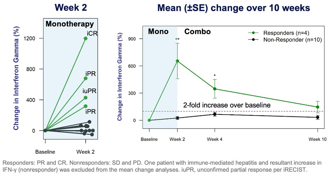 Percentage Change (+, -) from Baseline in Plasma IFN- γ
