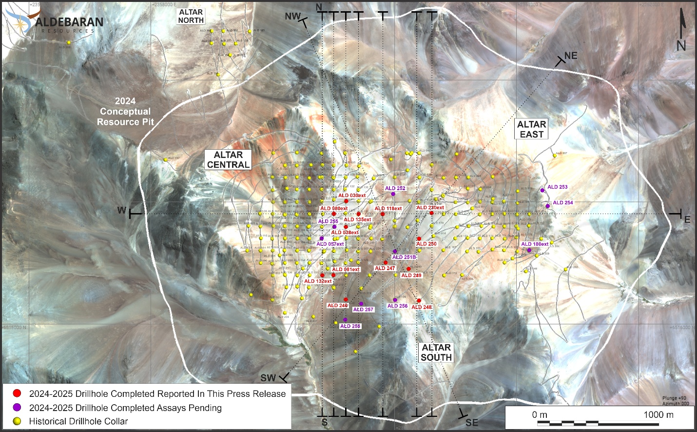 Location maps of drill holes completed in the 2024/2025 field season