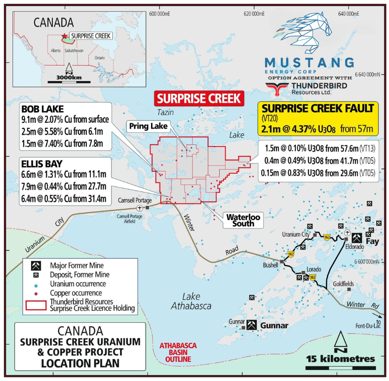 Figure 3 - Surprise Creek Uranium-Copper Project Overview and Location 1, 3, 4, 5, 6