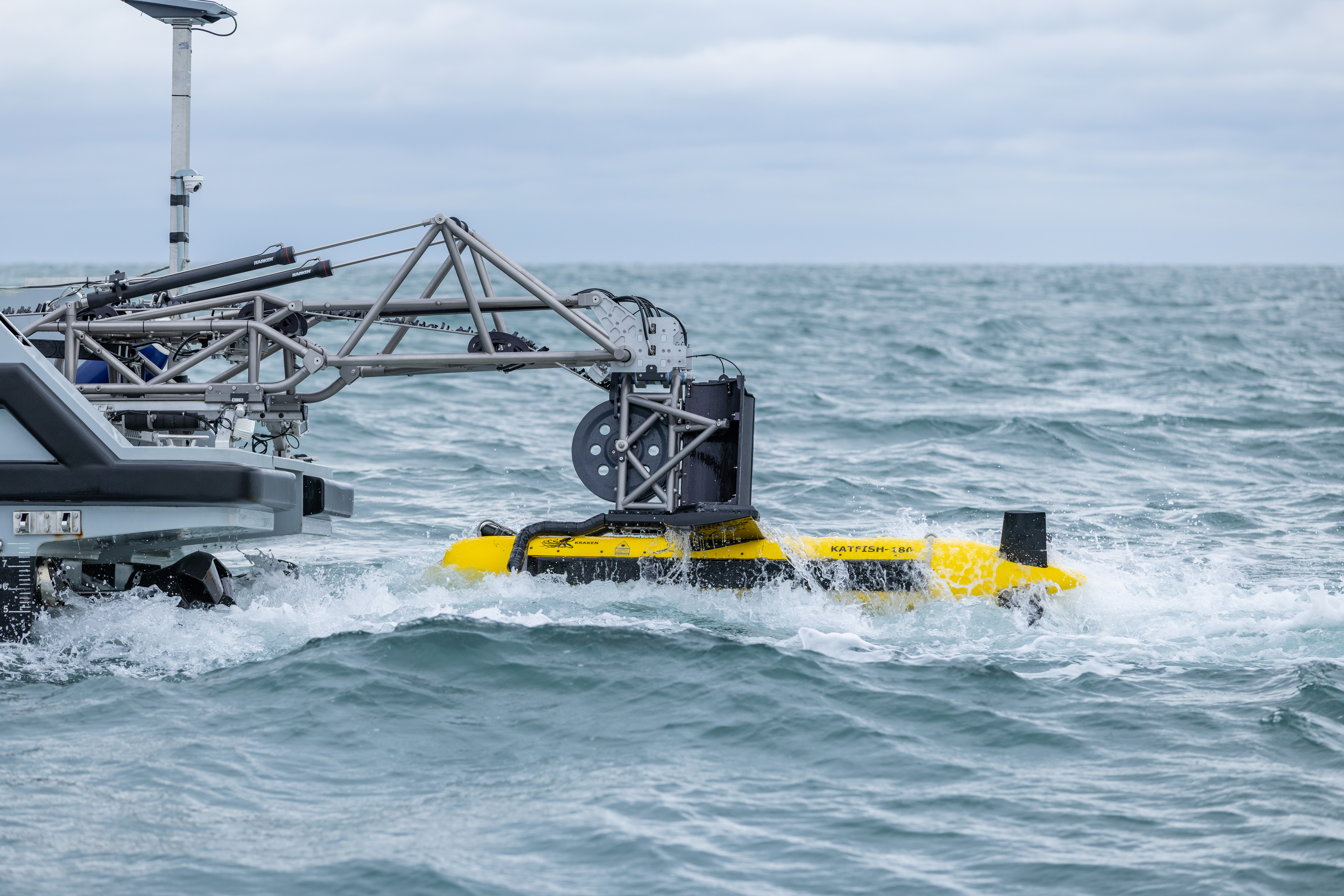 Kraken’s KATFISH being deployed by the USV-LARS system