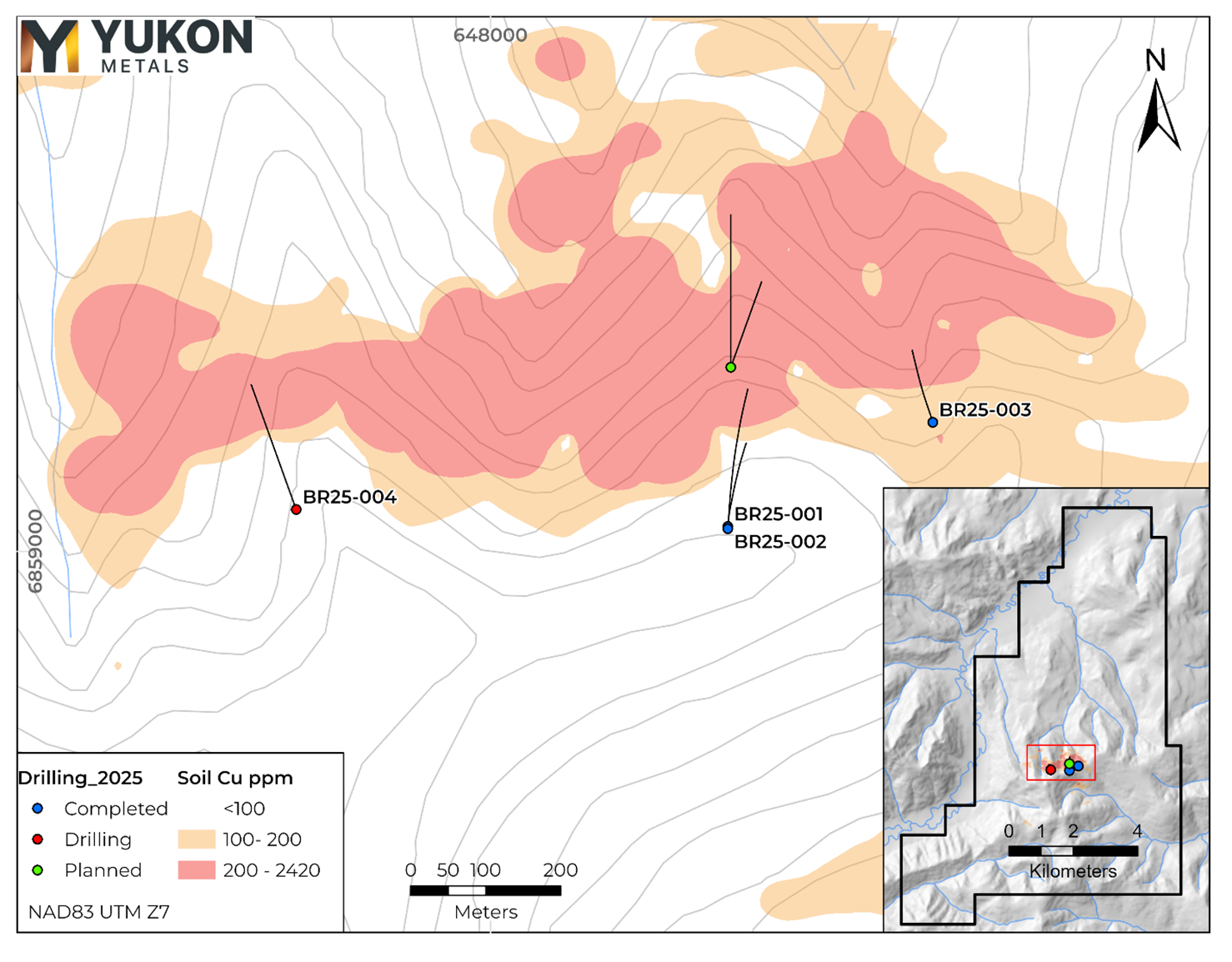 2025 Drilling Locations at Birch Property.