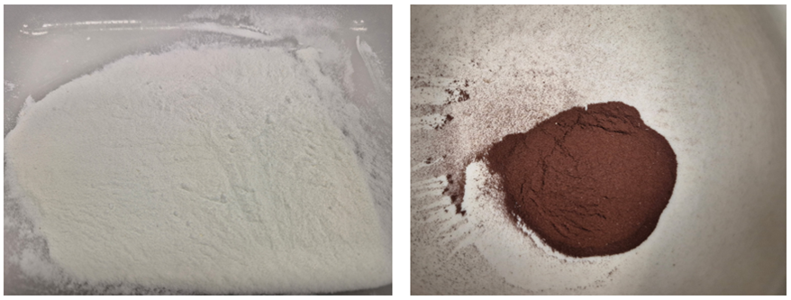 Halleck Creek Mixed Rare Earth Oxalate (left) and Mixed Rare Earth Oxide (right)