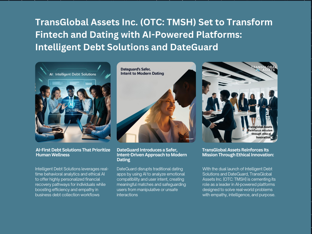 TransGlobal Assets Inc. Set to Transform Fintech and Dating with AI-Powered Platforms Intelligent Debt Solutions and DateGuard