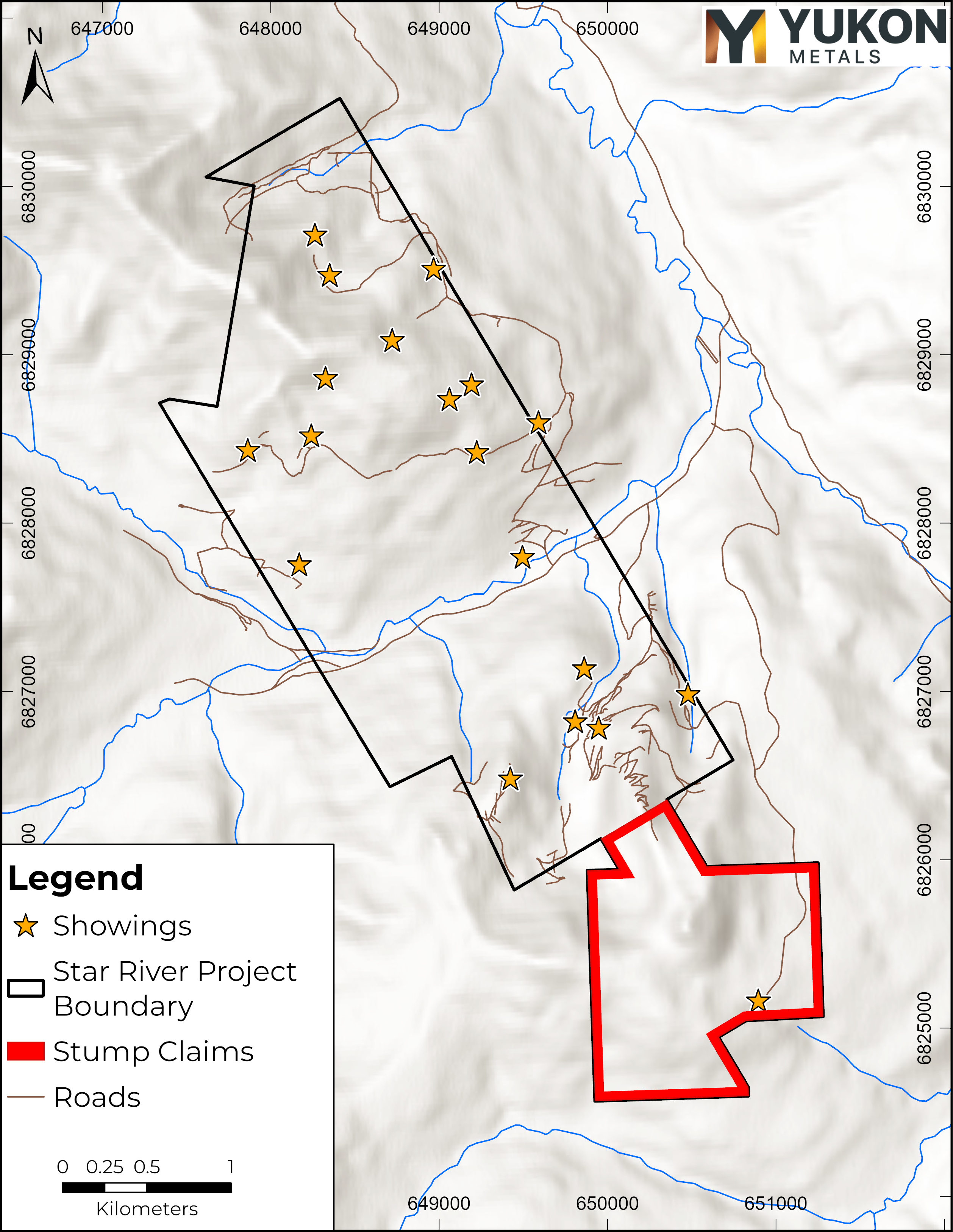 Star River area with highlighted newly aquired Stump claims to the south.