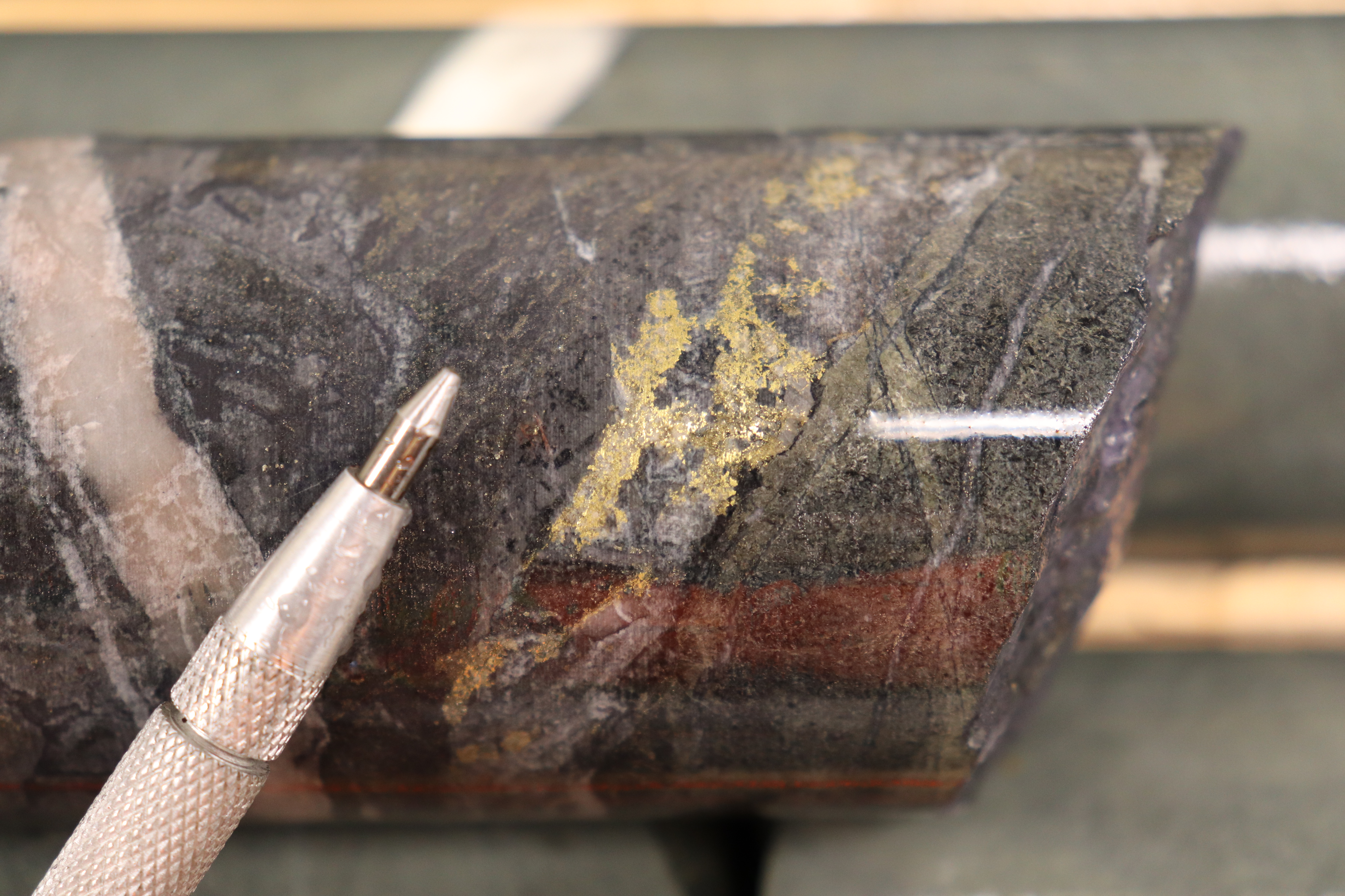 Close-Up Core Photo of the High-Grade Intercept for Drillhole 25GF-1563 (48.5 g/t Gold over 0.8 m)
