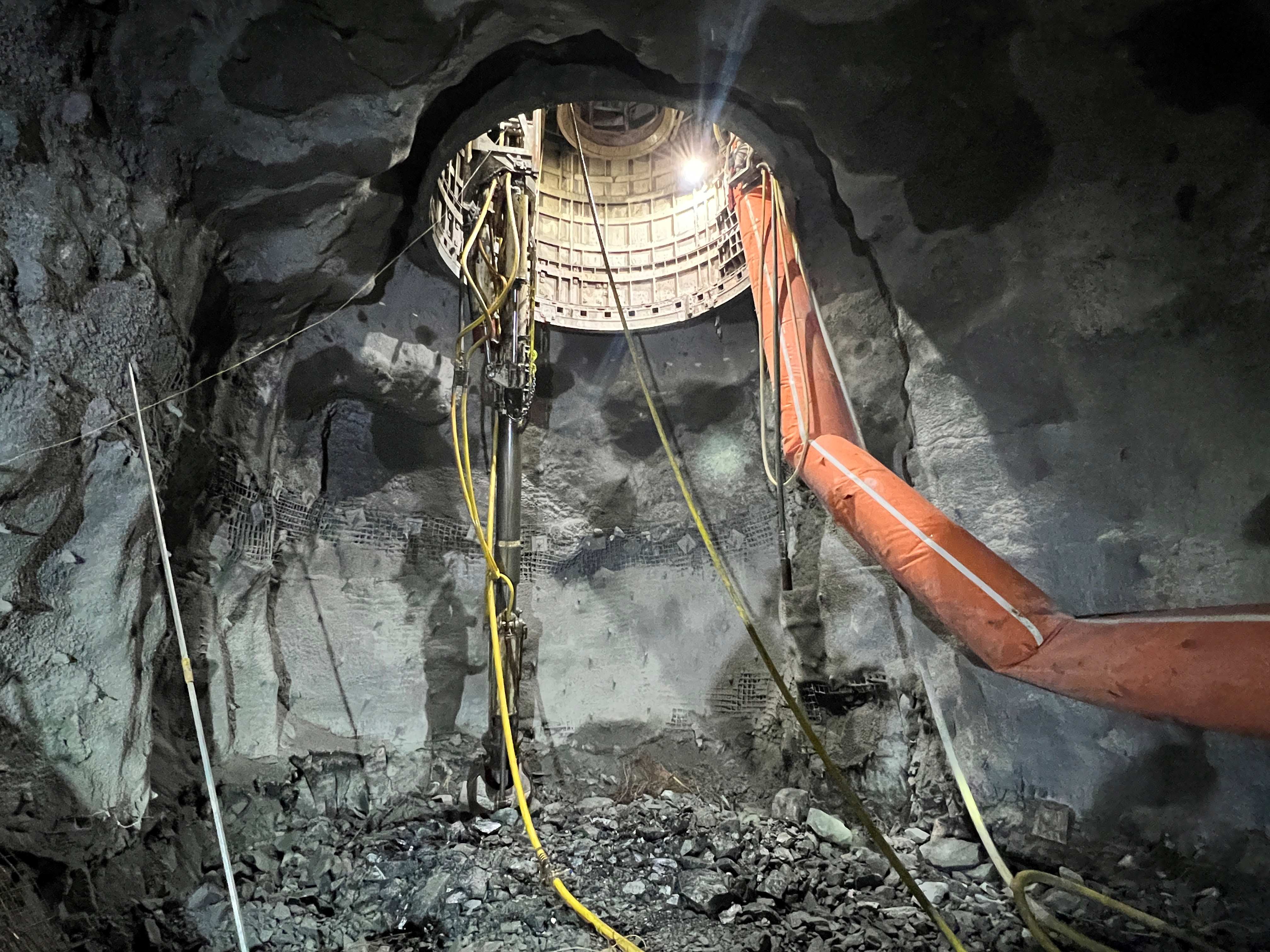 Island Gold 1265L shaft station with galloway (depth of 1,265 m) - July 2025