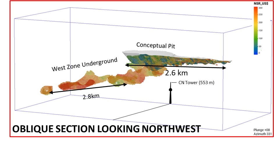 The 3D model of the mineral resources for the West and Central Zones of the Ferguson Lake Project