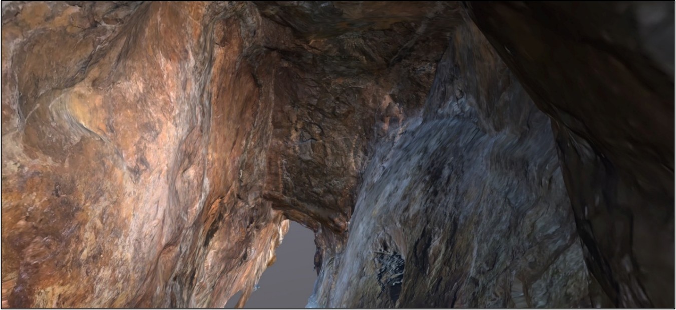 LiDAR Image of Antimony Veins on ceiling and walls of stope – Lower Adit, Frost Cove Mine