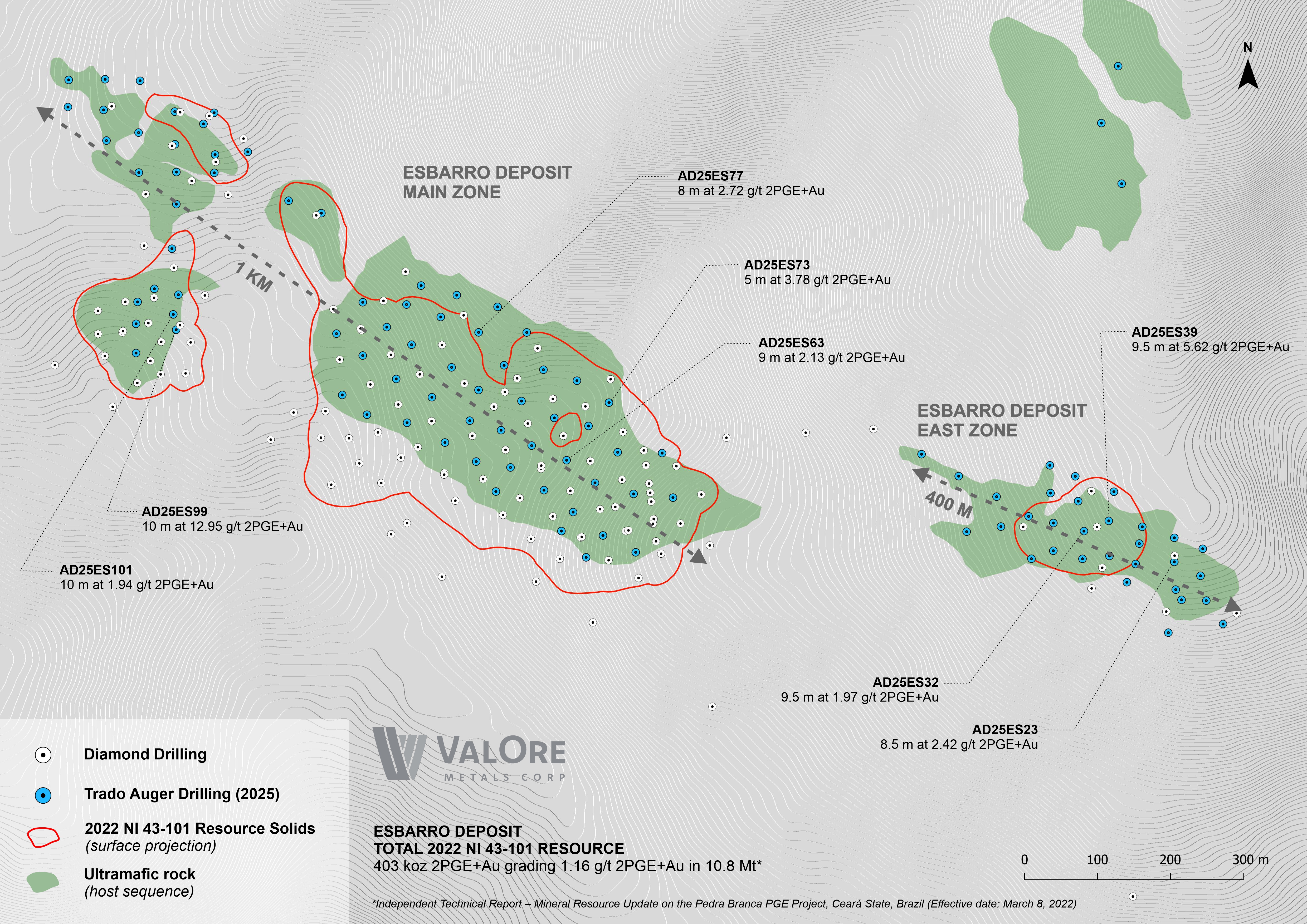 Figure 1 Location map of the Esbarro Deposit – Main and East Zones