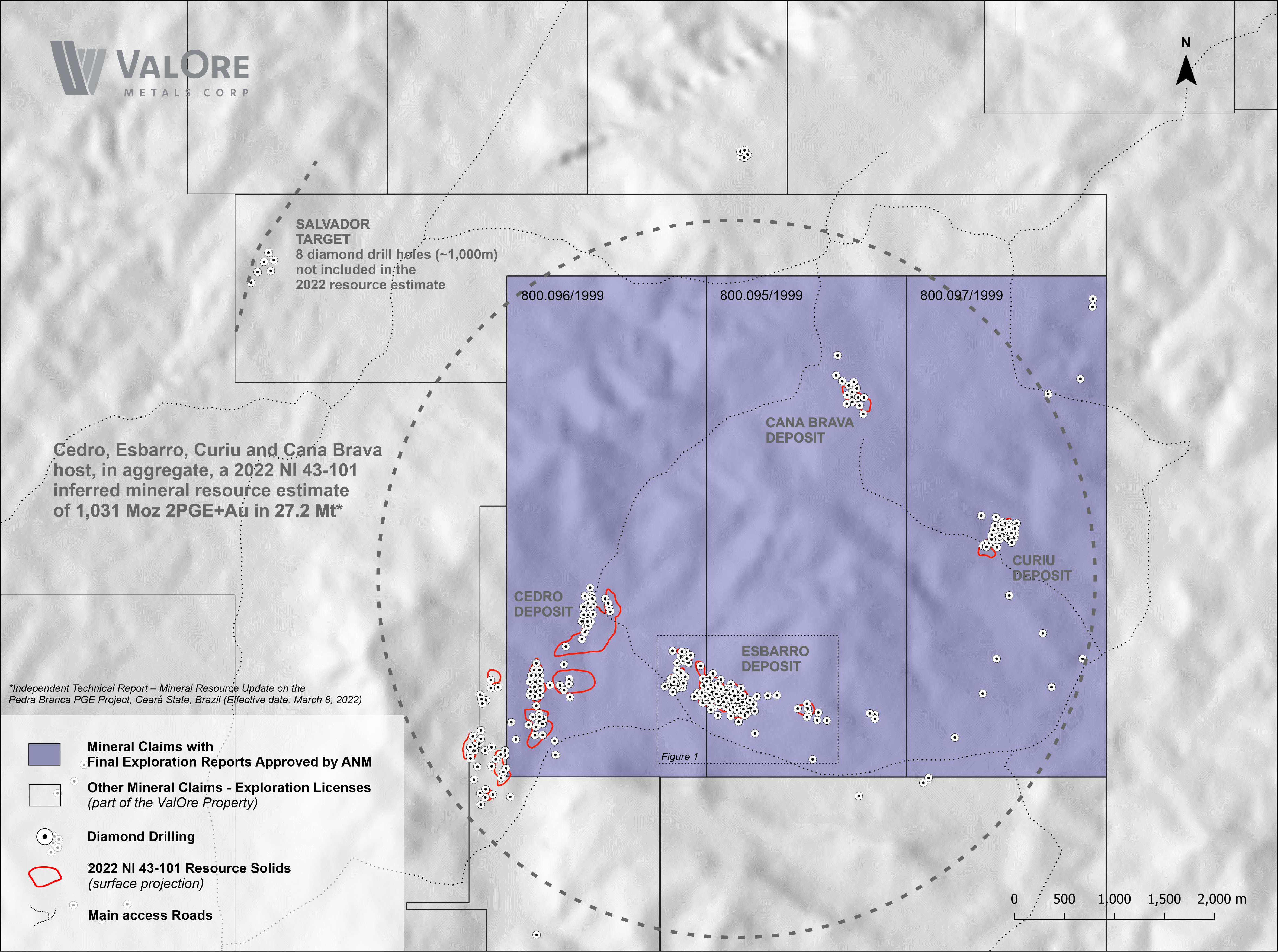 Figure 2 Location map of the mineral claims that have had their Final Exploration Reports approved by ANM