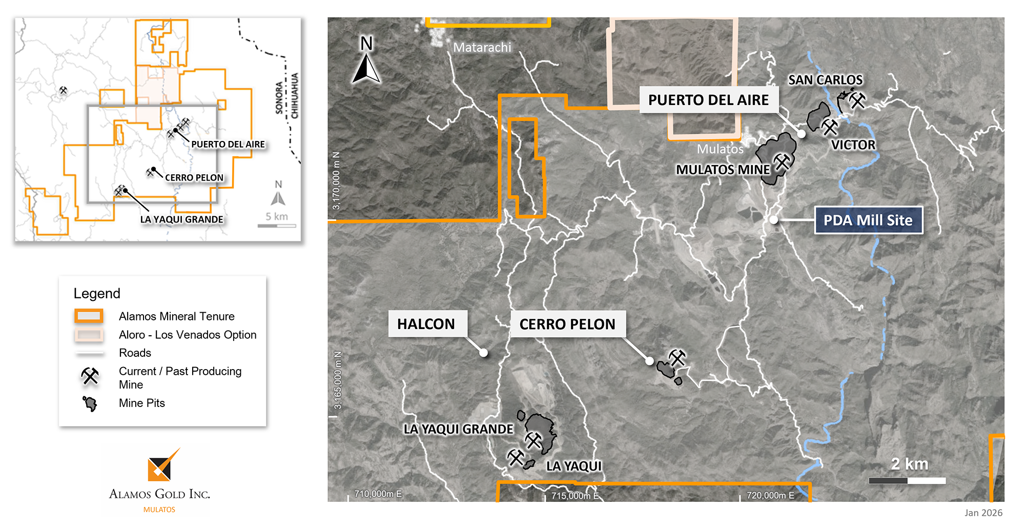 Figure 1 _Puerto Del Aire, Cerro Pelon, and Halcon Location Map, Mulatos District