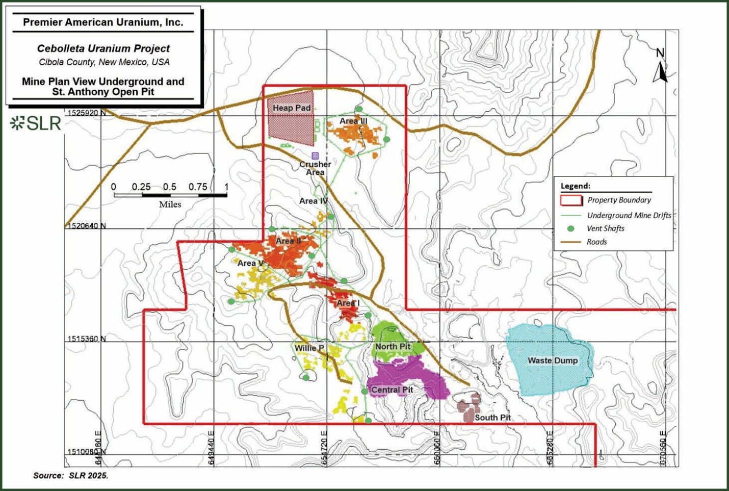 Mine Plan View – Cebolleta Uranium Project Open Pit and Underground