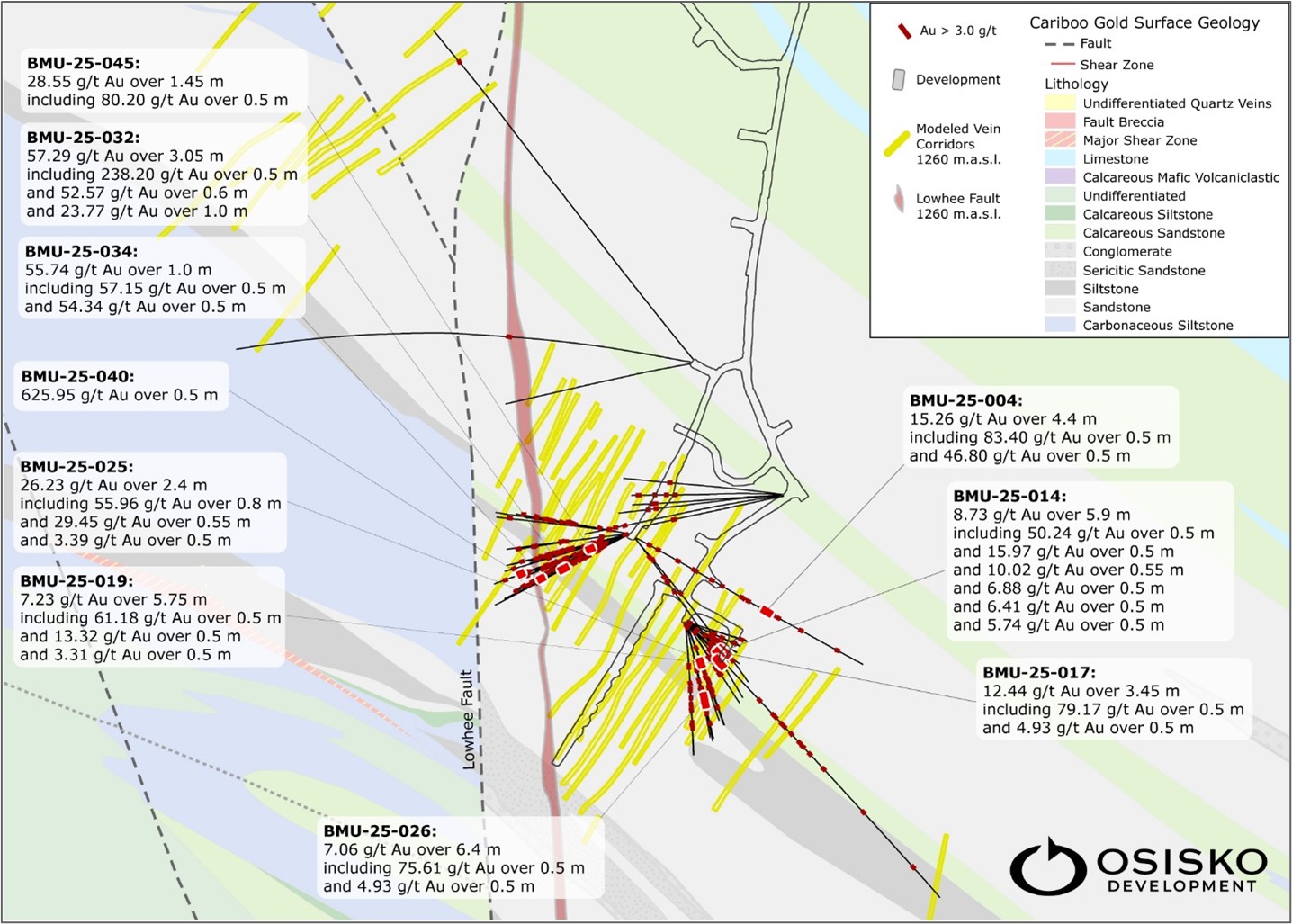 Lowhee Zone select underground drilling highlights.