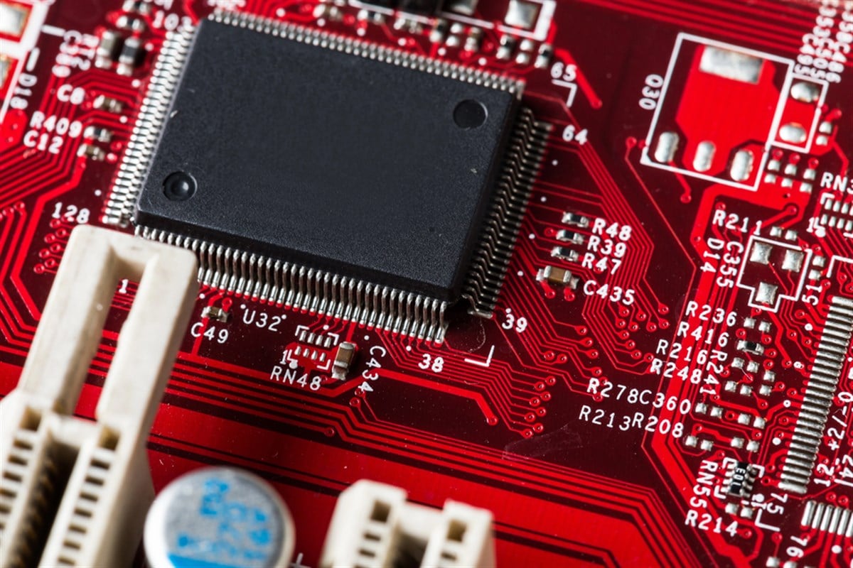 Computer motherboard close up — Photo